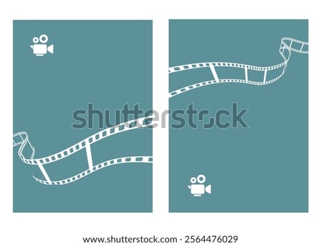 Cinema retro abstract background with film reel and movie video camera.