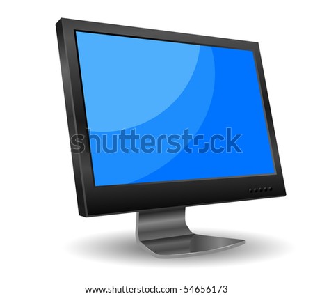 Vector Lcd Computer Monitor With Blue Screen - 54656173 : Shutterstock