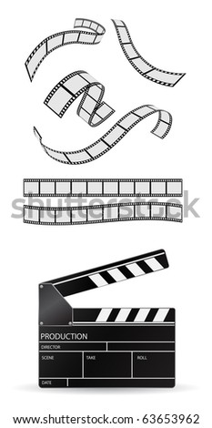 clapboard and film strip - vector set