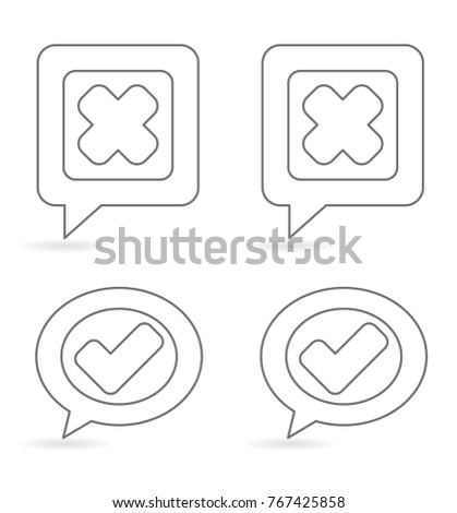 check mark inside speech box - outline icon