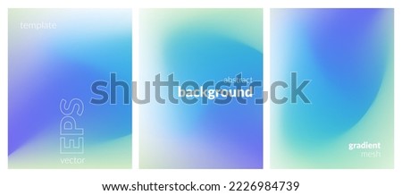 Abstract wavy liquid background. Gradient mesh. Variation set. Blue green soft light color blend. Modern design template for posters, ad banners, brochures, flyers, covers, websites. Vector image