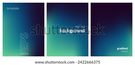 Collection abstract blurred background. Gradient mesh. Dark color mix. Effect glow turquoise blue black blend. Modern design template for web covers, ad banners, posters, brochures, flyers. Vector EPS