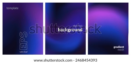 Abstract liquid background set. Gradient mesh. Effect dark color blend. Blurred fluid colorful mix. Modern design template for web covers, ad banners, posters, brochures, flyers. Vector image EPS