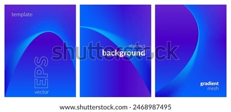 Abstract liquid background set. Gradient mesh. Effect bright color blend. Blurred fluid colorful mix. Modern design template for web covers, ad banners, posters, brochures, flyers. Vector image EPS