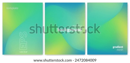 Abstract liquid background set. Gradient mesh. Effect bright color blend. Blurred fluid colorful mix. Modern design template for web covers, ad banners, posters, brochures, flyers. Vector image EPS