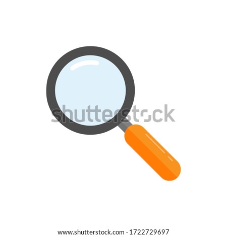Cartoon style magnifying glass symbol. Isolated vector illustration eps 10.