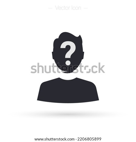 Anonymity icon. User silhouette with question mark. Unknown person. Isolated vector illustration