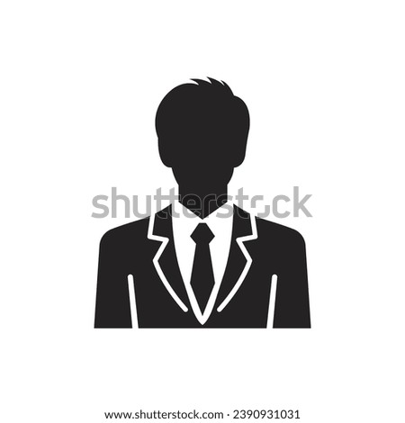 Male icon. User symbol of man in business suit. Vector illustration