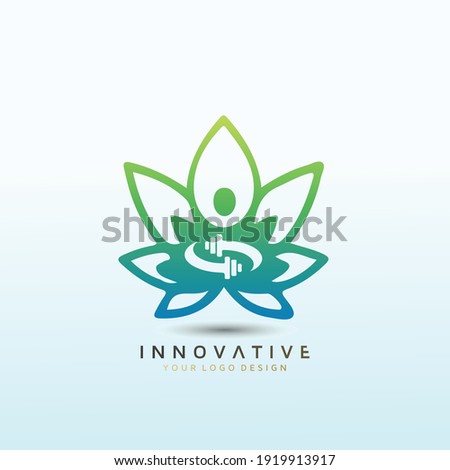 mental health fitness app. Yoga logo design. Vector logo design template.