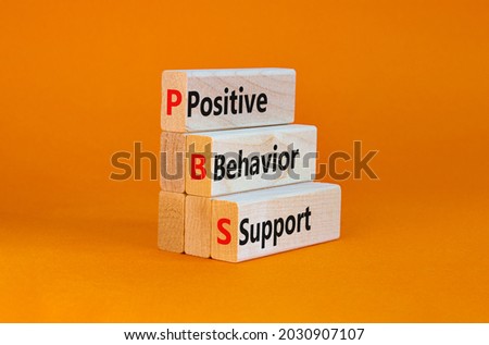 Positive behavior support symbol. Concept words Positive behavior support on wooden blocks on a beautiful orange background. Business, psychological and Positive behavior support concept. Copy space.