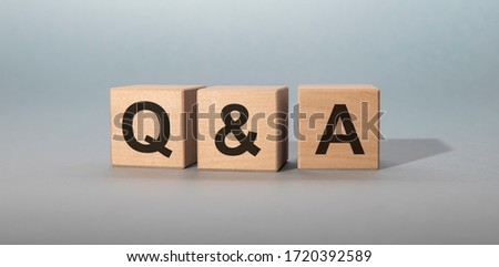 Q&A - acronym from wooden blocks with letters, questions and answers Q&A concept on grey background Stock foto © 
