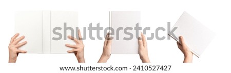 Image, Stock Photo Hand person with book and cup on windowsill