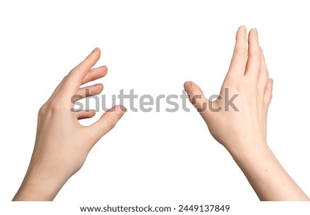 Similar – Image, Stock Photo a female hand holds an electronic tablet and five yellow virtual stars above the screen. User rating of the application, service. Quality Rating