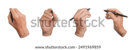 Image, Stock Photo Pencil holding to write on the paper in shadow