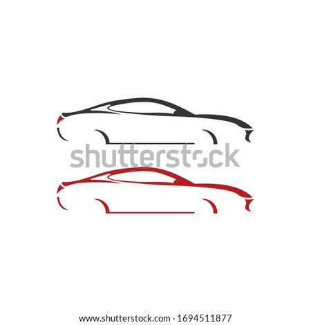 Simple car logo vector line art style for automotive dealer and custom transportation repair. body car silhouette. Vintage modern look, memorable, clean, unique. apply to web, wall, front office, app