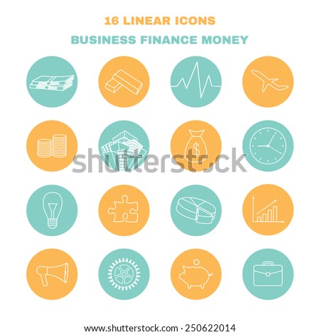 Set of linear icons. Business, money and financial themes.