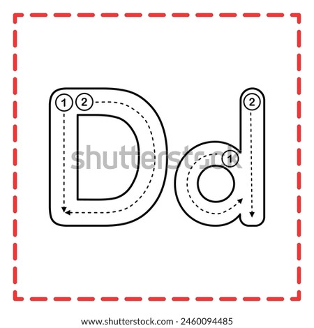 letter D for writing practice. Alphabet tracing is good for practicing children writing letters.