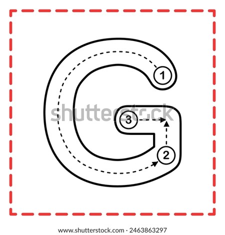 letter G for writing practice. Alphabet tracing is good for practicing children writing letters.