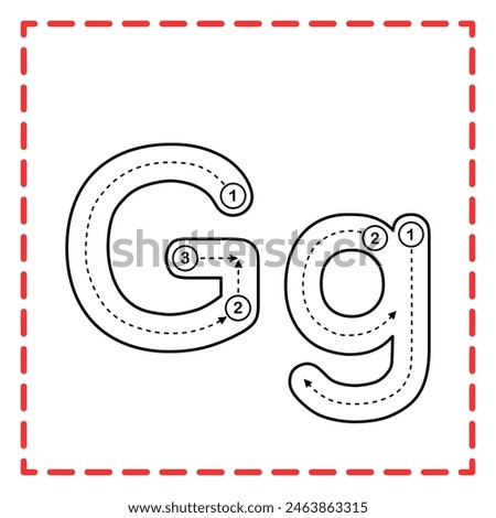 letter G for writing practice. Alphabet tracing is good for practicing children writing letters.