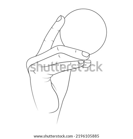 Mockup circle in female hand vector illustration.