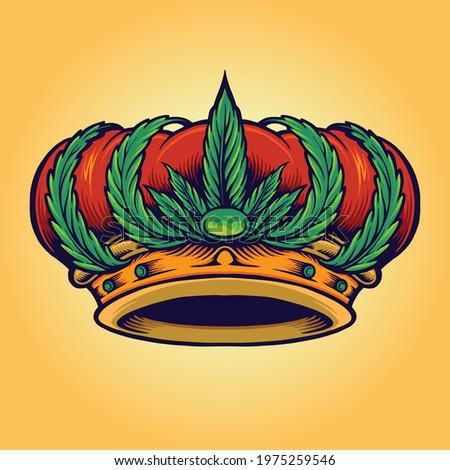  King Kush Logo Isolated Cannabis Crown Vector illustrations for your work Logo, mascot merchandise t-shirt, stickers and Label designs, poster, greeting cards advertising business company or brands.