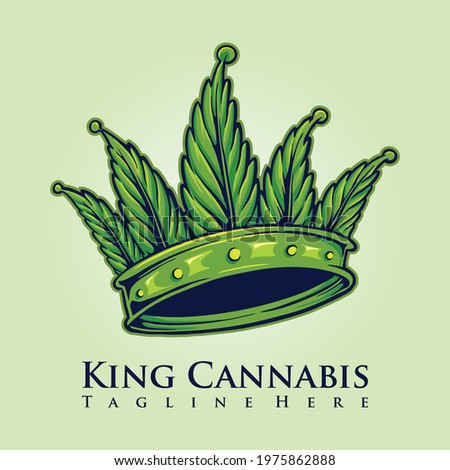 King Kush Cannabis Crown Logo Vector illustrations for your work Logo, mascot merchandise t-shirt, stickers and Label designs, poster, greeting cards advertising business company or brands.