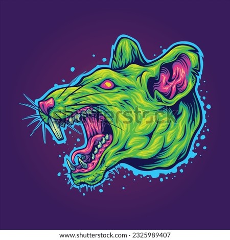 Creepy rat headed monster filled with rage vector illustrations for your work logo, merchandise t-shirt, stickers and label designs, poster, greeting cards advertising business company or brands
