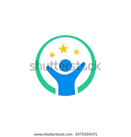 This logo merges a circle with a simple child icon. The circular shape and vibrant elements convey a cheerful and lively spirit ideal for children's branding.