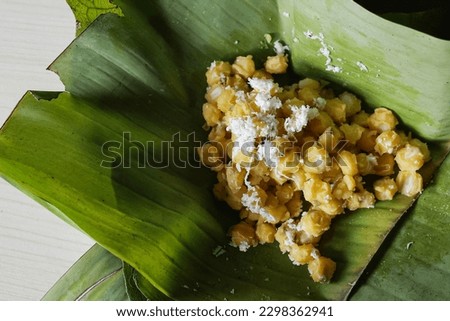 Corn blendung is a traditional food typical of Central Java, made from dried shelled corn which is soaked and then boiled for a long time Stock foto © 