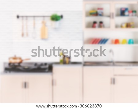 kitchen cabinets blurred background