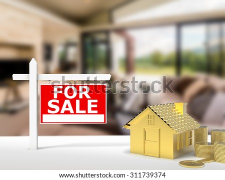 for sale sign at luxury house background