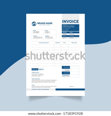 Professional & Modern Business Invoice Template Vector Format