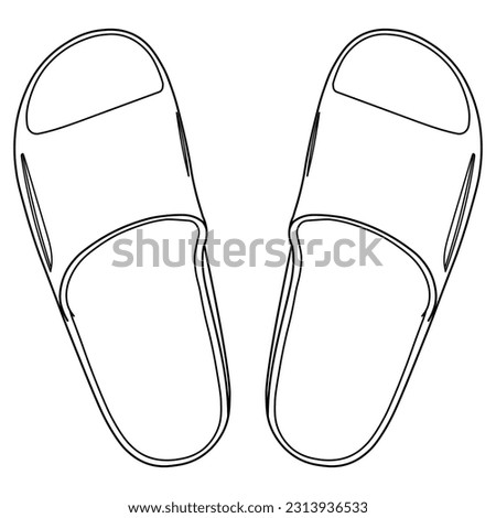 Flip flop sandal shoes for men. Up side, outline vector doodle illustration. Flip flop sandal shoes for men. Up side vector doodle illustration.