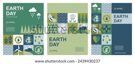 Earth Day. International Mother Earth Day. Environmental problems and environmental protection recycling. Vector illustration. Caring for Nature. Set of vector illustrations