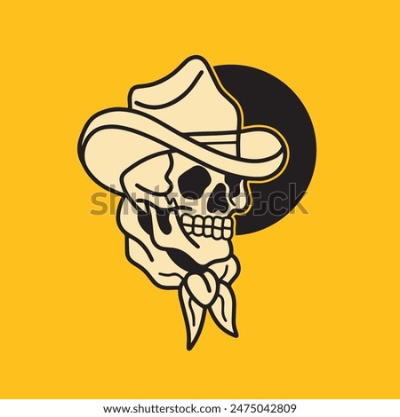 Silhouette cowboy skull rodeo logo design template