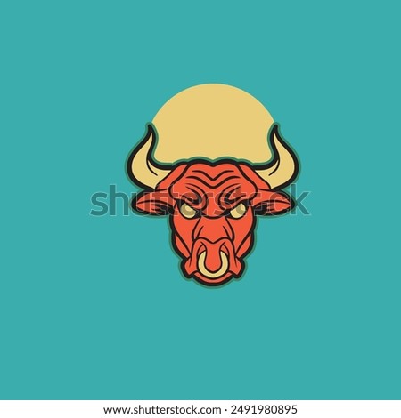 Bull logo template vector symbol. Bull head logo. Abstract stylized cow or bull head with horns icon. Premium logo for steak house, meat restaurant or