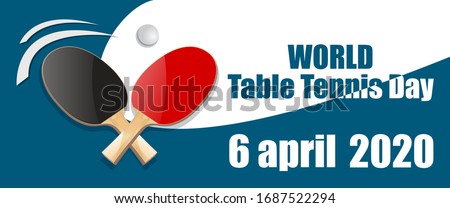 vector racket red and black ping pong ball on a white and blue background world table tennis day 6 april