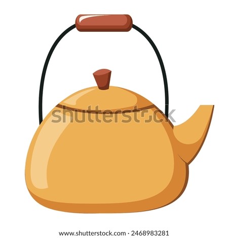 Kettle. Flat vector illustration of teapot isolated on white background. Travel iron kettle, field kitchen, hiking, dishes.