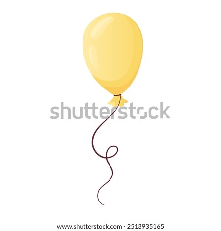 Yellow hot air balloon, in flat vector style, isolated on a white background. Balloon for happy birthday and other special occasions. Holiday decorations in the form of balls