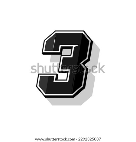 Vector sports numbers 3. Simple design