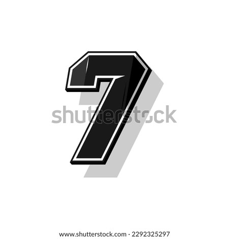 Vector sports numbers 7. Simple design