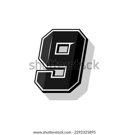 Vector sports numbers 9. Simple design