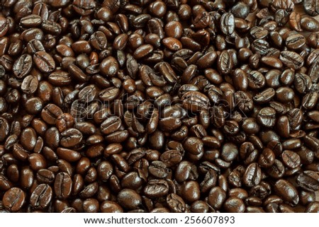 Shot of roasted coffee beans, can be used as a background