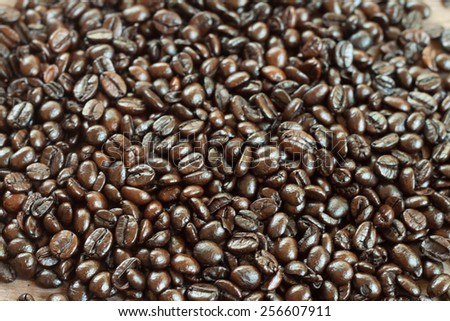Shot of roasted coffee beans, can be used as a background