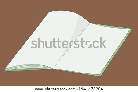 green notepad with white sheets without borders, open, last pages