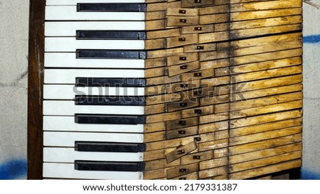 Similar – Image, Stock Photo abandoned old piano in a green field