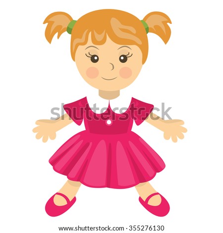 Vector Toy Doll Pink Dress - 355276130 : Shutterstock