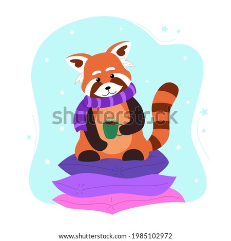 Red Panda With Coffee Gift Cartoon Kawaii Mammal Animal Bear Wildlife Transparent Png Pngset Com