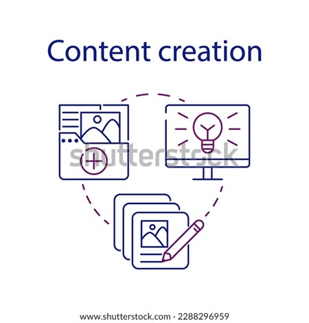 Simple set of content creation. CMS concept icon. Creative writing and copywriting. Business content management system. Symbol for web and mobile phone on white background. Vector