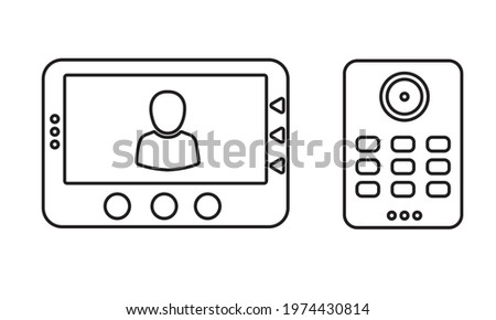 Video intercom icon. Monitor and call panel. Home security system.